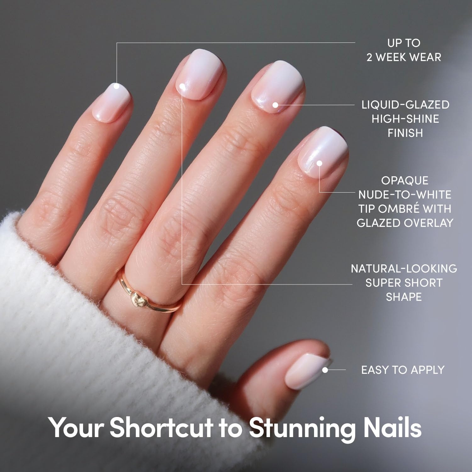 image:imageGlamnetic Press On Nails Short Round Glossy Fake Nails 30 Pc Full Kit6A Soft Whip