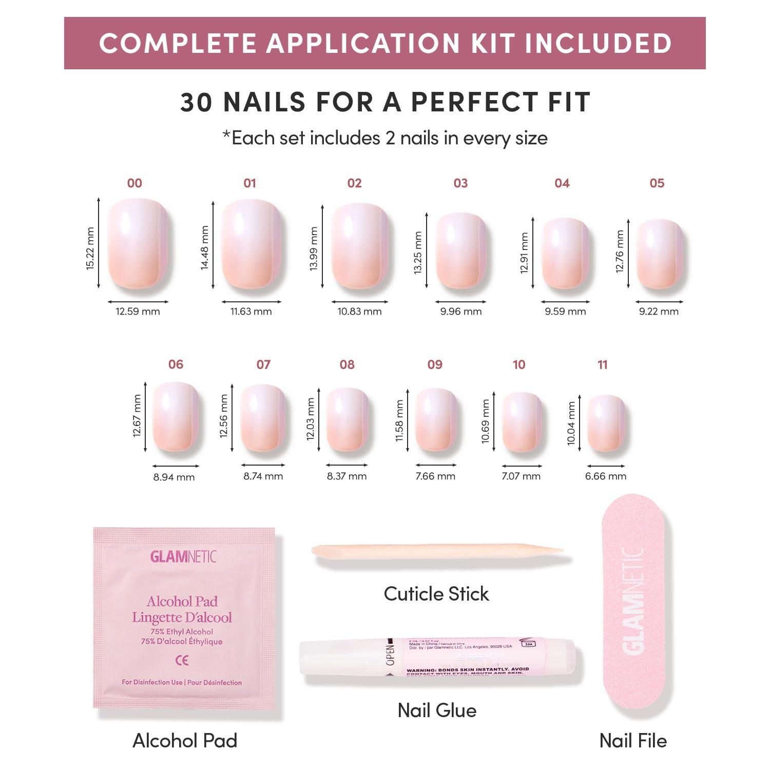 image:imageGlamnetic Press On Nails Short Round Glossy Fake Nails 30 Pc Full Kit6A Soft Whip