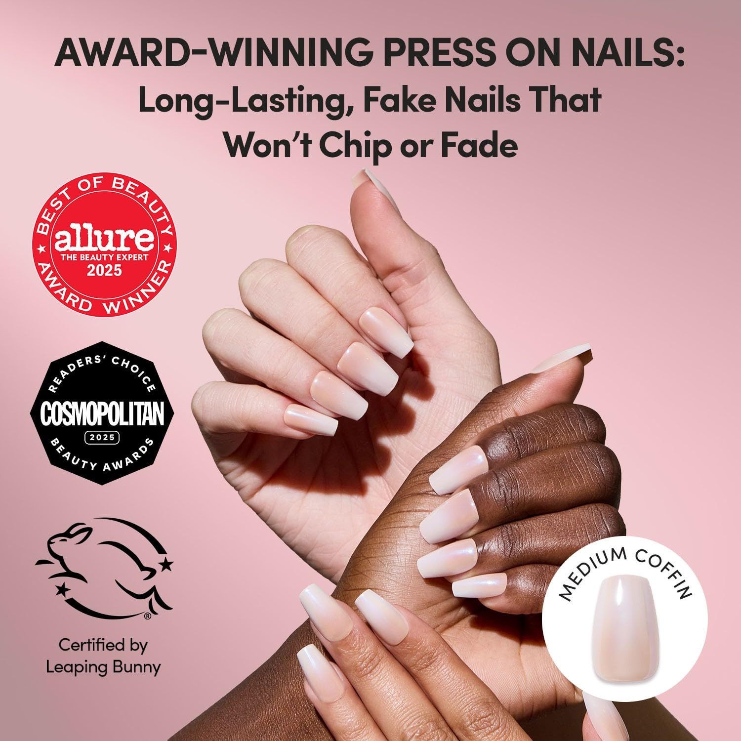 image:imageGlamnetic Press On Nails Short Round Glossy Fake Nails 30 Pc Full Kit6C Delicate Touch