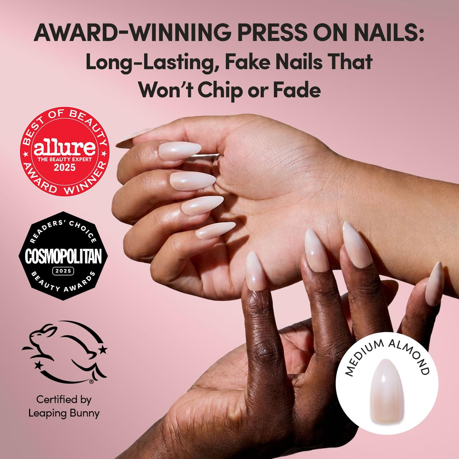 image:imageGlamnetic Press On Nails Short Round Glossy Fake Nails 30 Pc Full Kit6D Frosted Chai