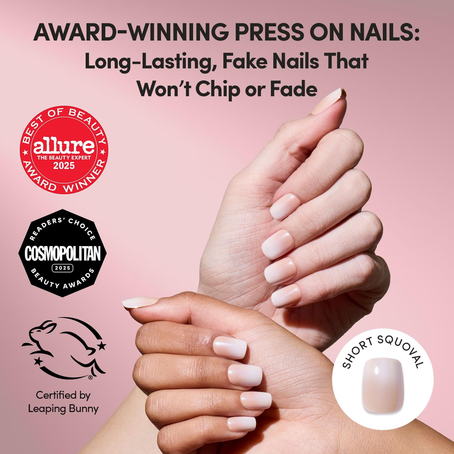image:imageGlamnetic Press On Nails Short Round Glossy Fake Nails 30 Pc Full Kit6E Sugar Veil