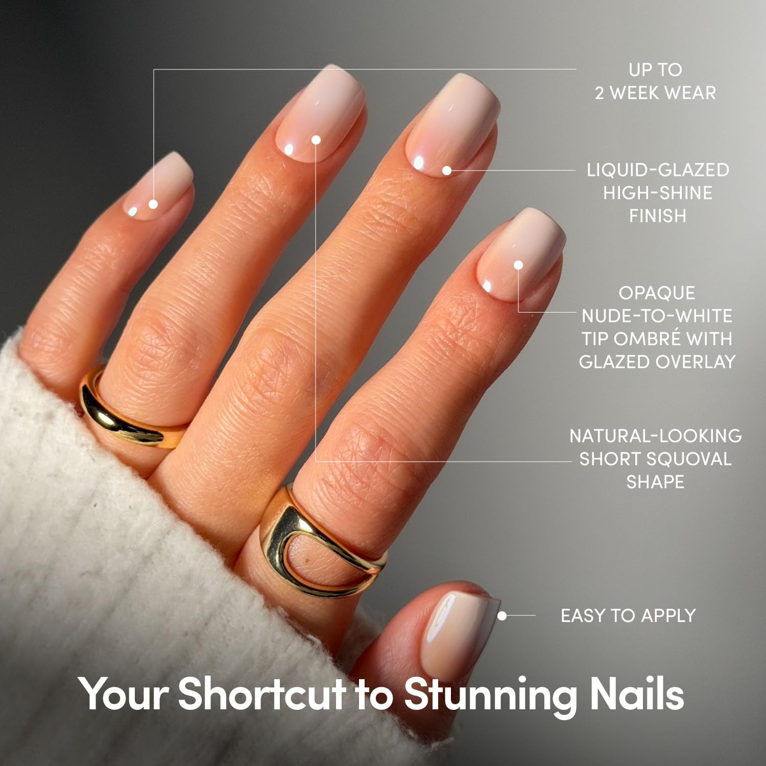 image:imageGlamnetic Press On Nails Short Round Glossy Fake Nails 30 Pc Full Kit6E Sugar Veil