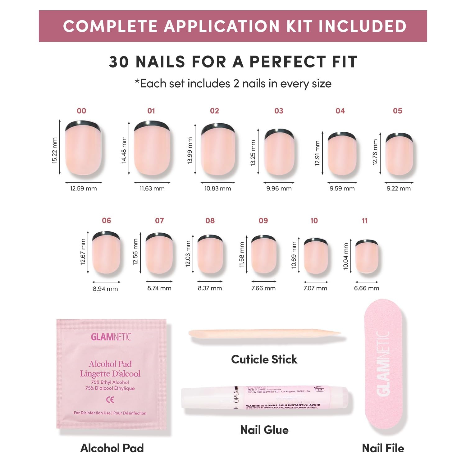 image:imageGlamnetic Press On Nails Short Round Glossy Fake Nails 30 Pc Full Kit7A Burnt Miso