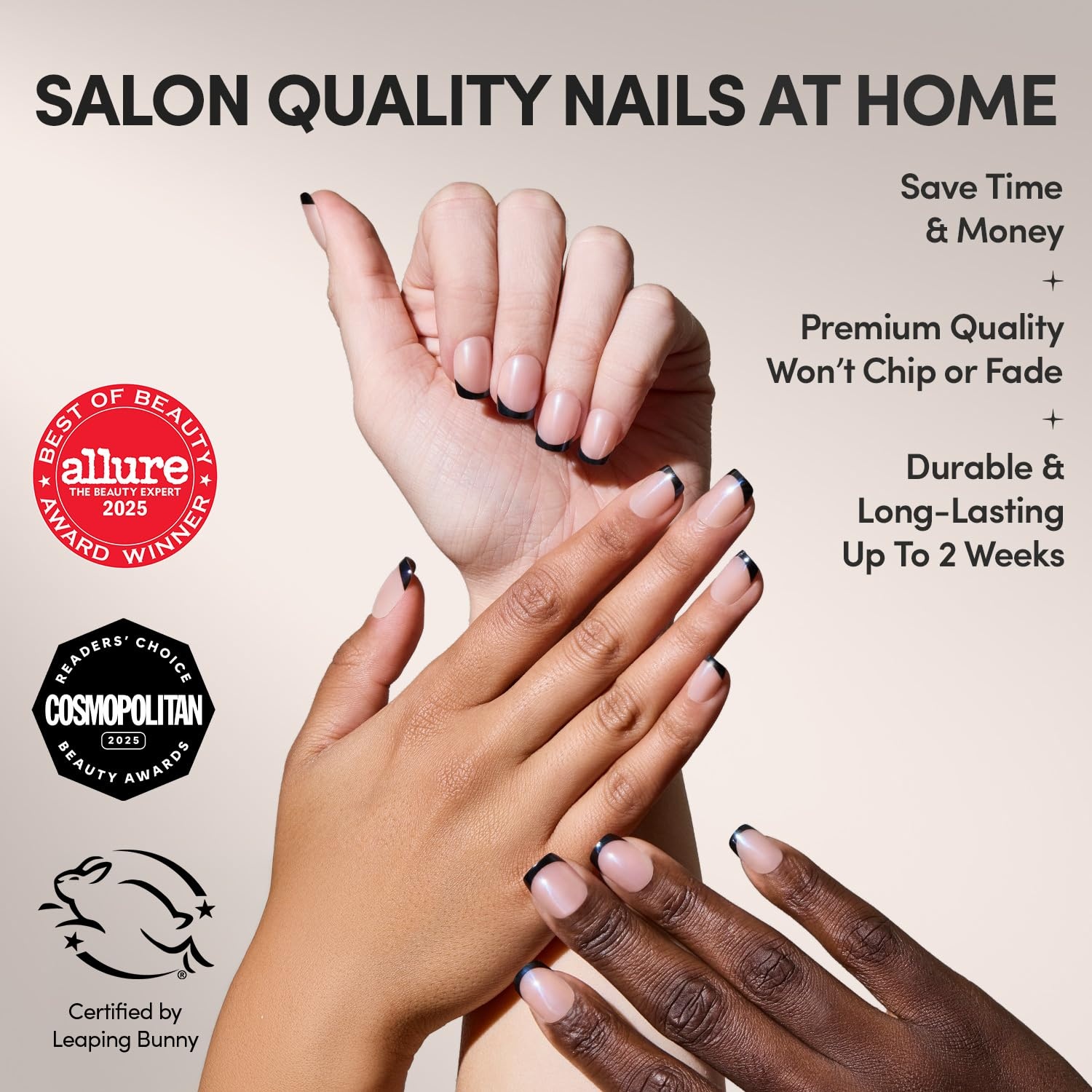 image:imageGlamnetic Press On Nails Short Round Glossy Fake Nails 30 Pc Full Kit7B Squid Ink