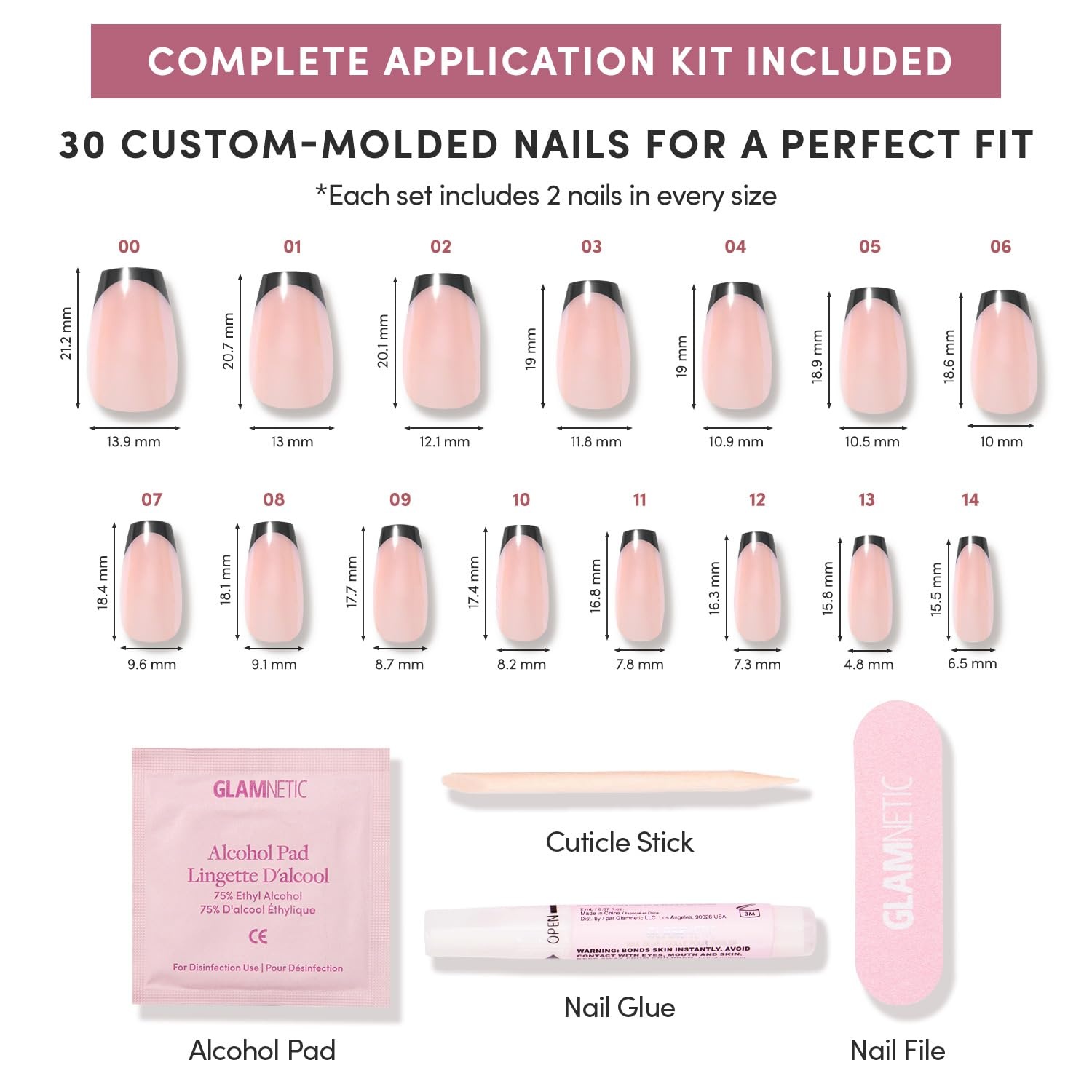 image:imageGlamnetic Press On Nails Short Round Glossy Fake Nails 30 Pc Full Kit7C Balsamic Glaze