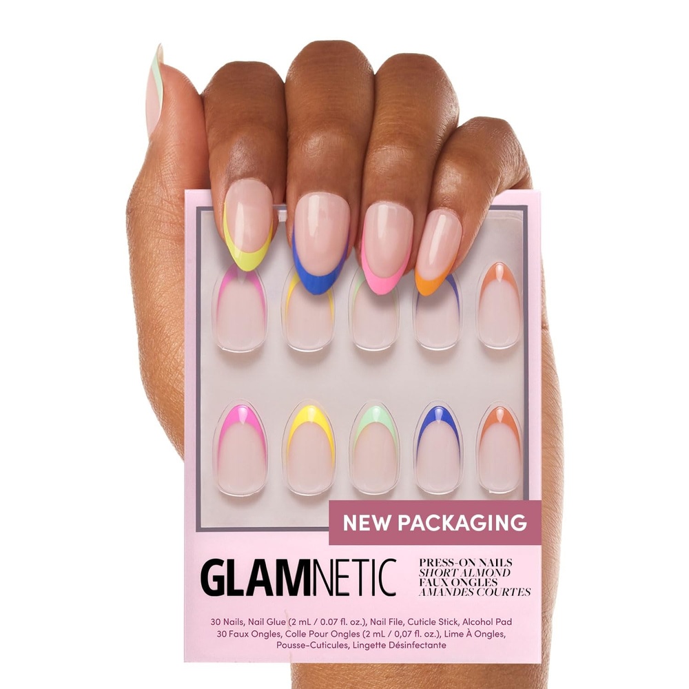 image:imageGlamnetic Press On Nails Medium Square Glossy Fake Nails 30 Pc Full KitSprinkles Multicolor French Tip