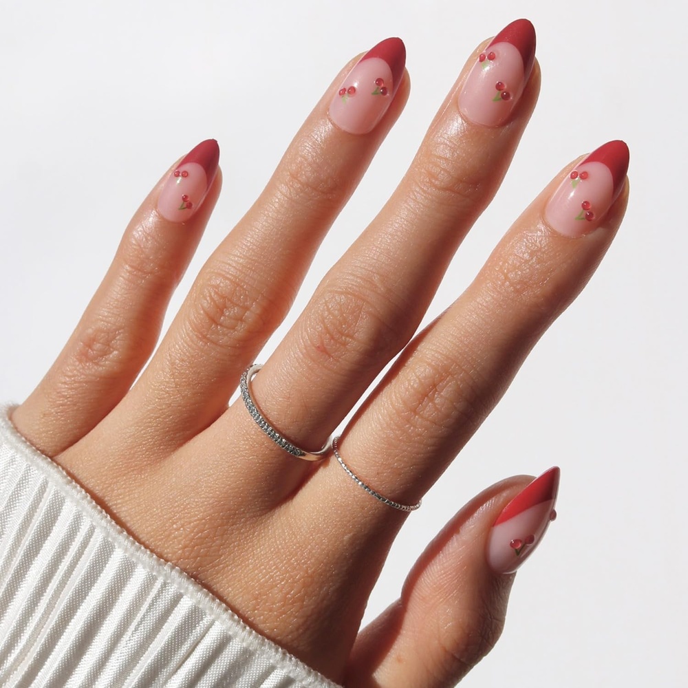 image:imageGlamnetic Press On Nails Short Almond Glossy Fake Nails 30 Pc Full Kit1C Cherry Bomb