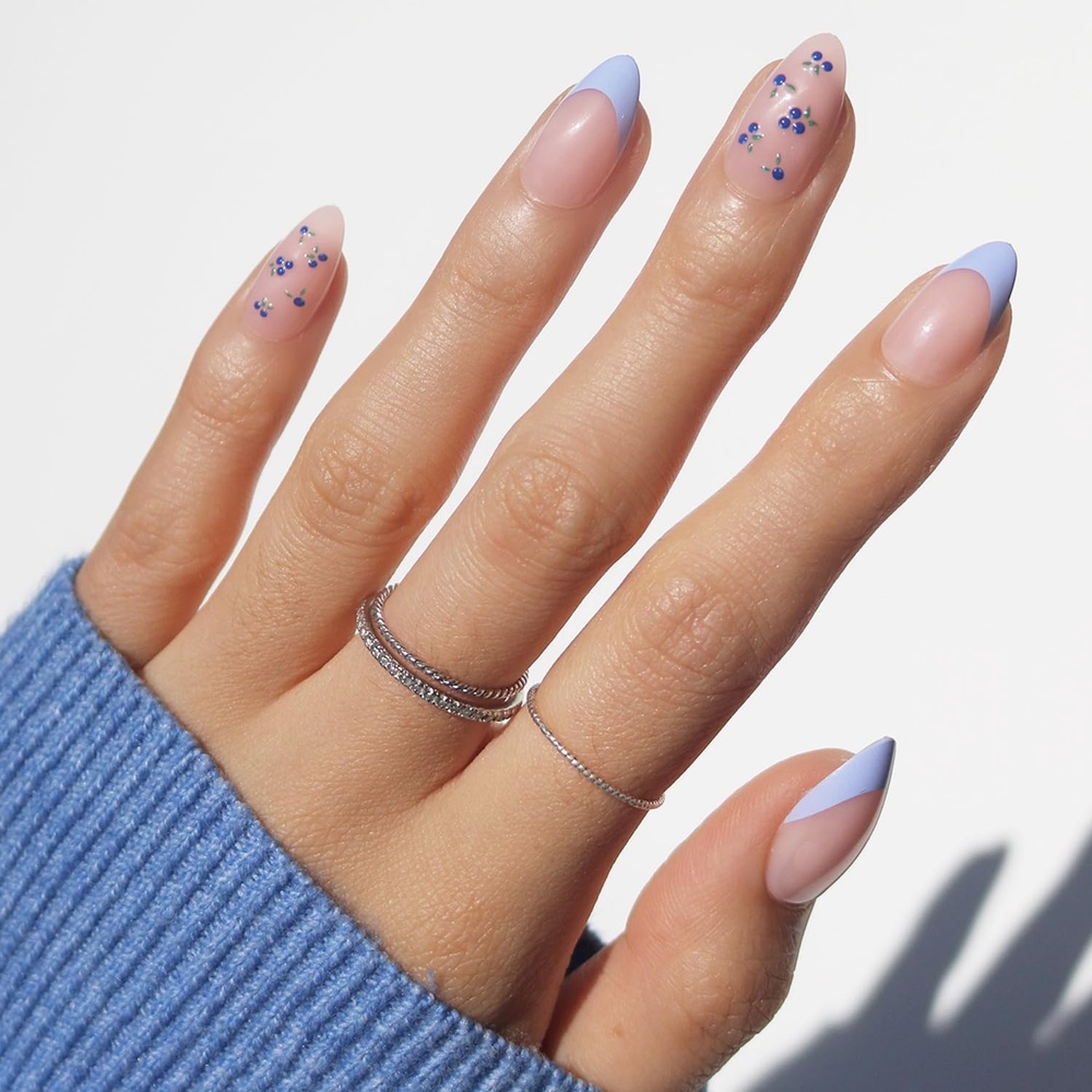 image:imageGlamnetic Press On Nails Short Almond Glossy Fake Nails 30 Pc Full Kit1D Bluebelle
