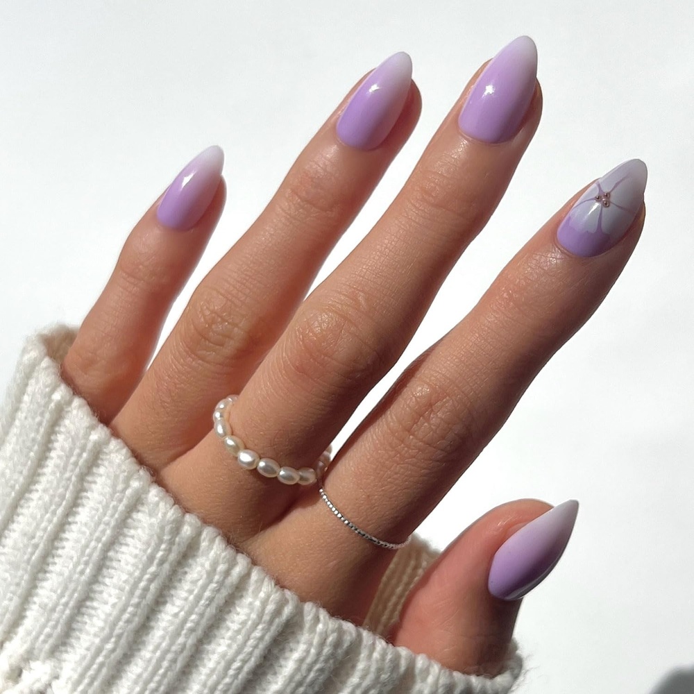 image:imageGlamnetic Press On Nails Short Almond Glossy Fake Nails 30 Pc Full Kit1O Lilac Reef