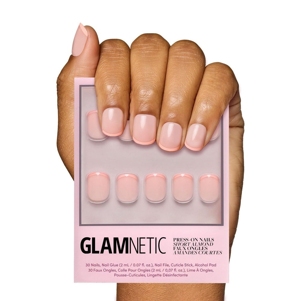 image:imageGlamnetic Press On Nails Short Almond Glossy Fake Nails 30 Pc Full Kit3A French Peach