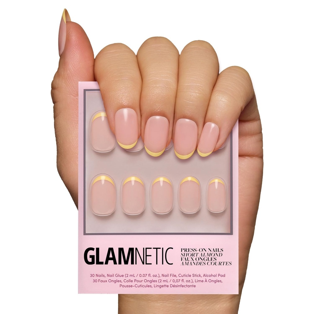 image:imageGlamnetic Press On Nails Short Almond Glossy Fake Nails 30 Pc Full Kit4A French Butter