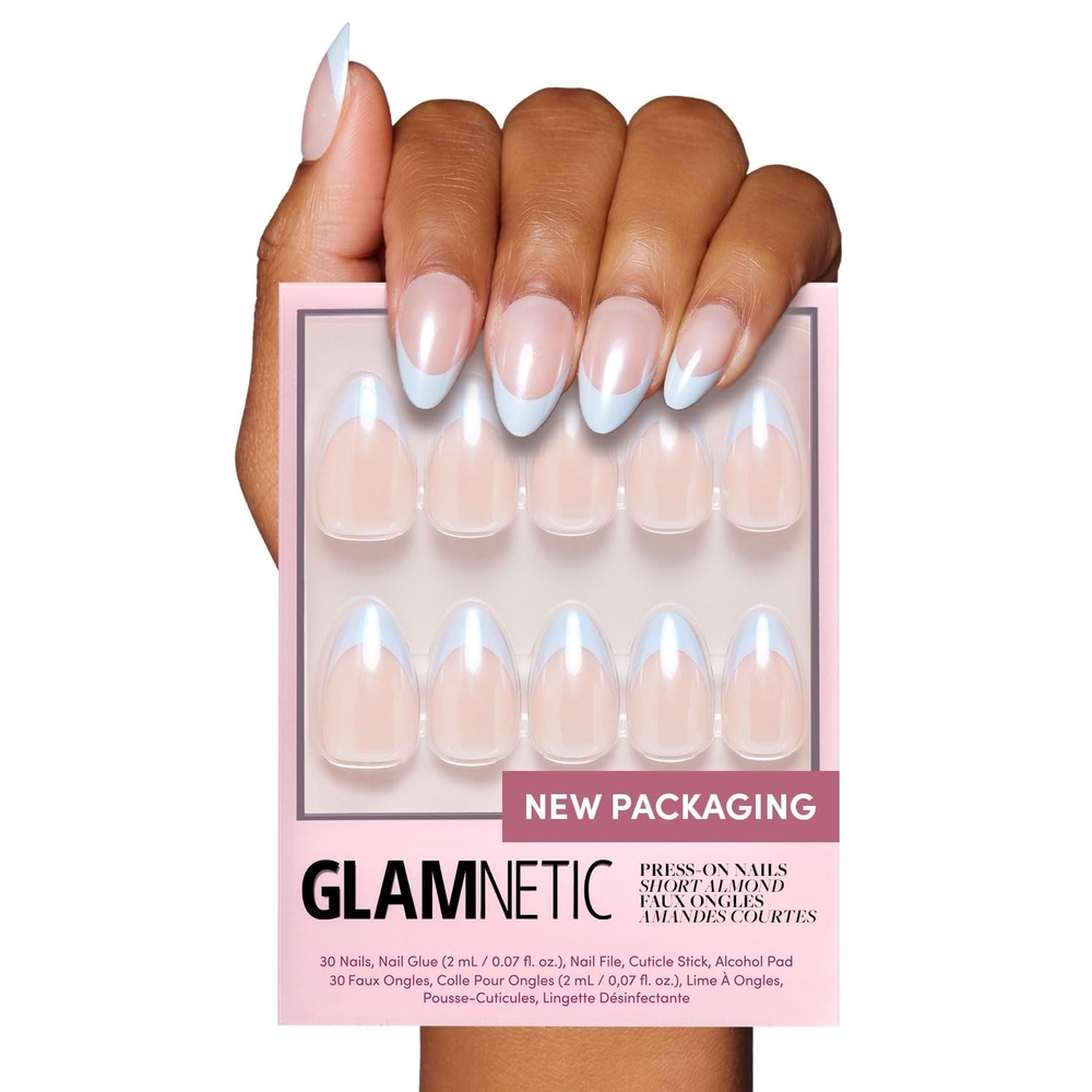 image:imageGlamnetic Press On Nails Short Almond Glossy Fake Nails 30 Pc Full Kit5G Blueberry Icing