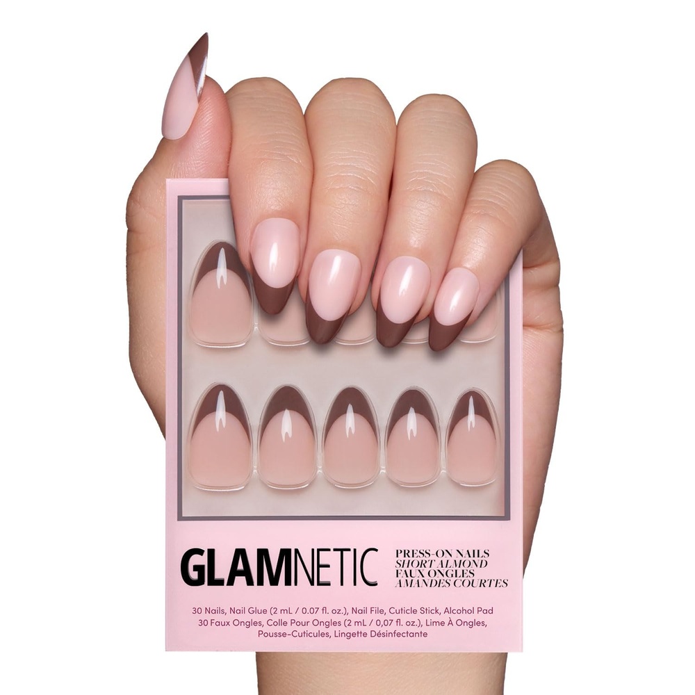 image:imageGlamnetic Press On Nails Short Almond Glossy Fake Nails 30 Pc Full Kit5I Chocolat