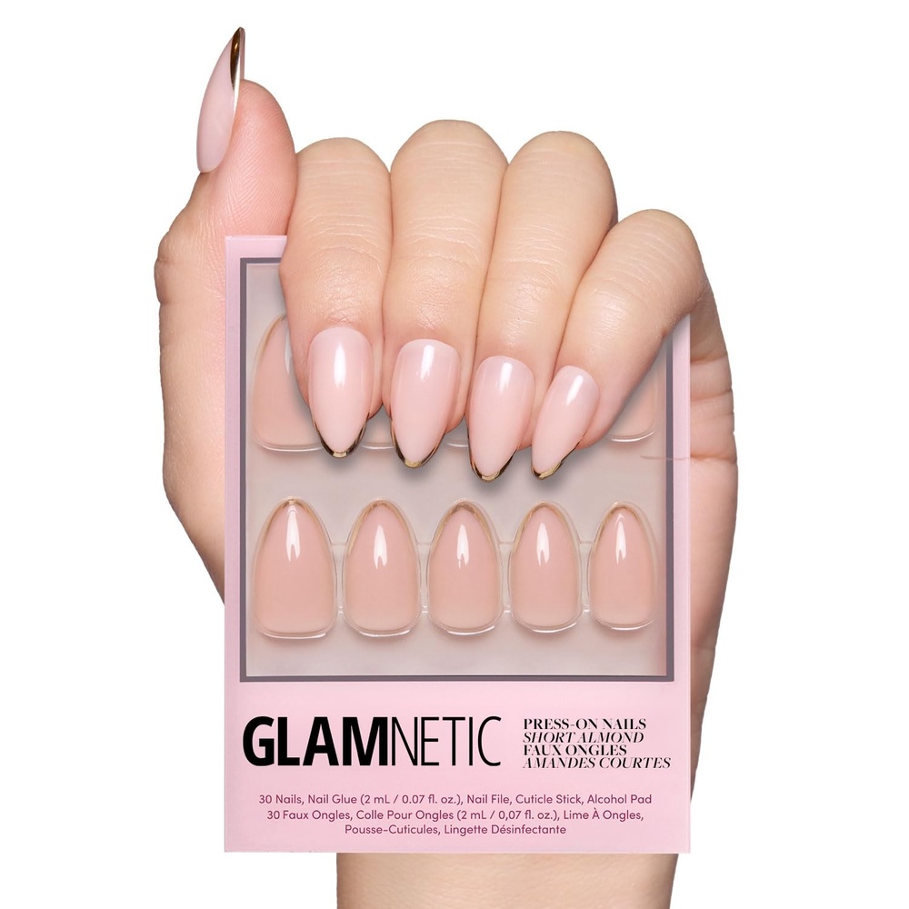 image:imageGlamnetic Press On Nails Short Almond Glossy Fake Nails 30 Pc Full Kit5K Gold Standard