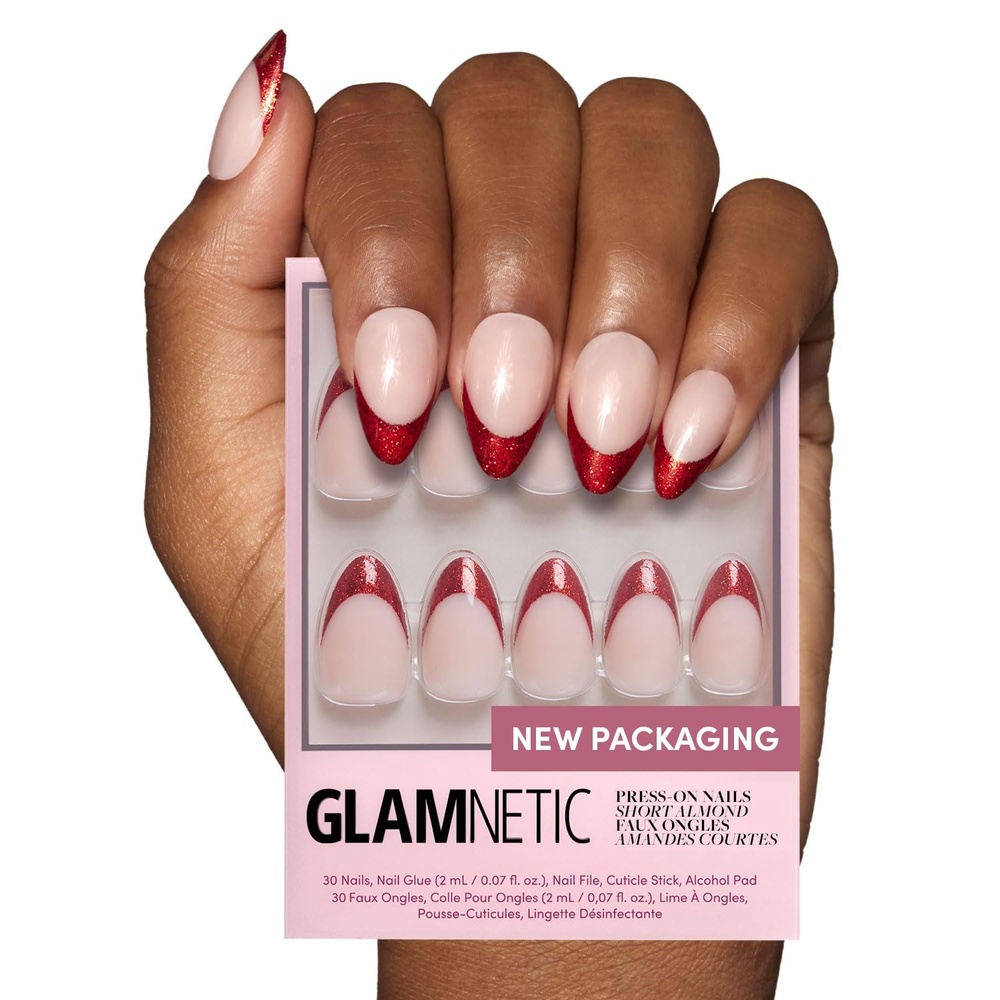 image:imageGlamnetic Press On Nails Short Almond Glossy Fake Nails 30 Pc Full Kit5M Red Affair
