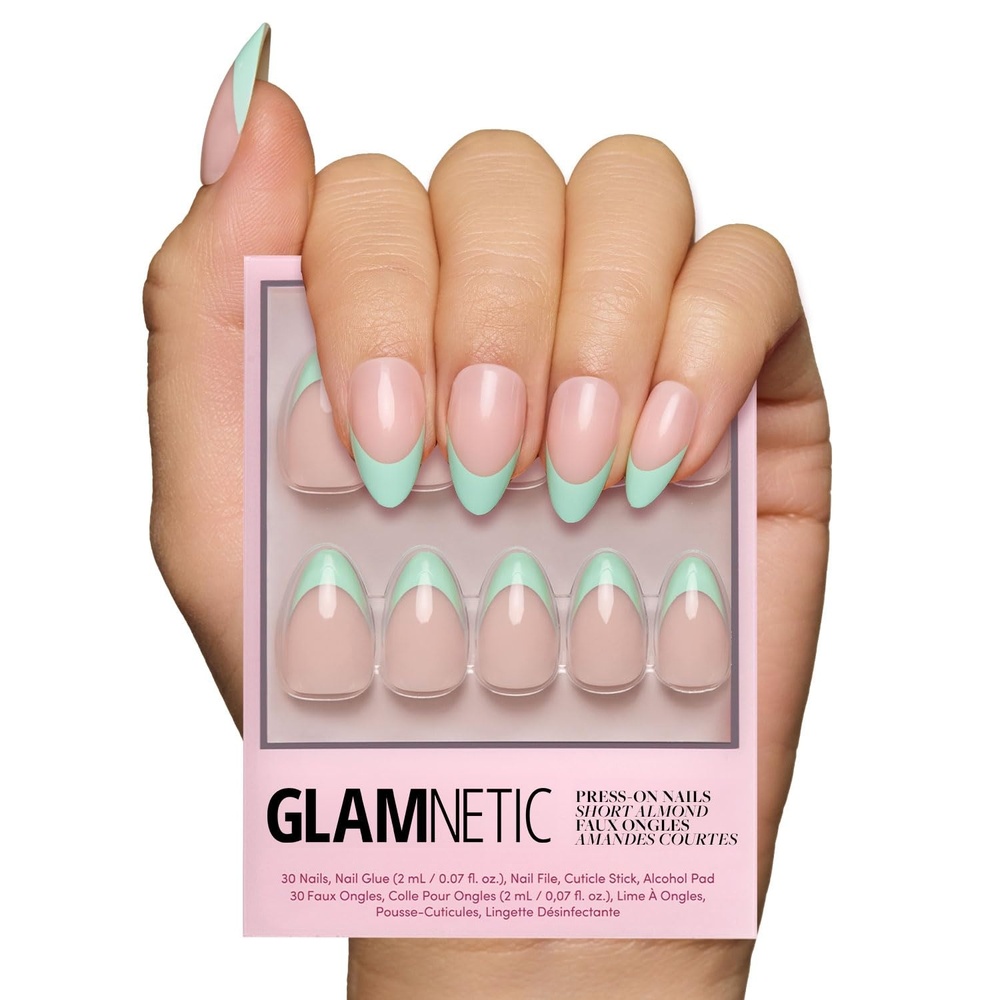 image:imageGlamnetic Press On Nails Short Almond Glossy Fake Nails 30 Pc Full Kit5N Pistachio Creme