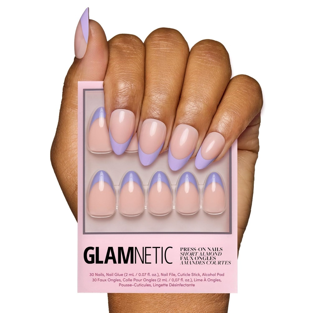 image:imageGlamnetic Press On Nails Short Almond Glossy Fake Nails 30 Pc Full Kit5O French Lilac