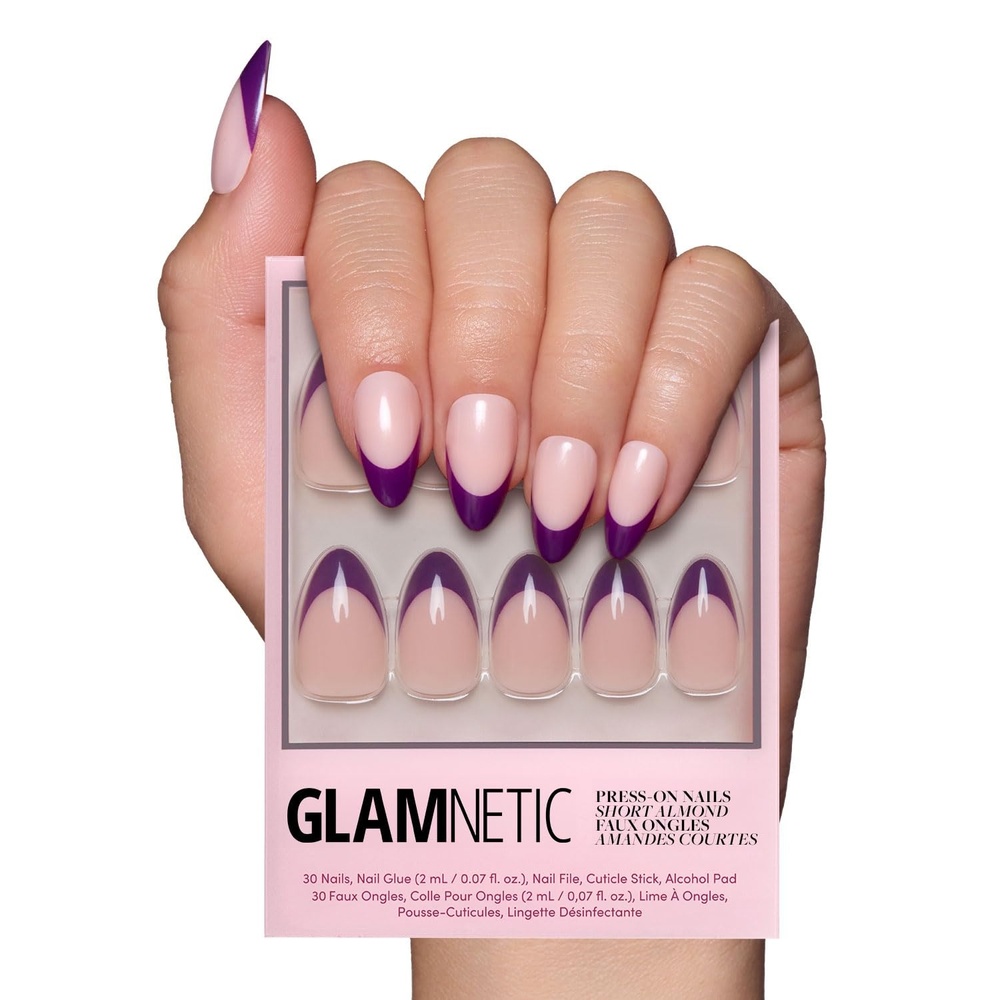 image:imageGlamnetic Press On Nails Short Almond Glossy Fake Nails 30 Pc Full Kit5P Plum