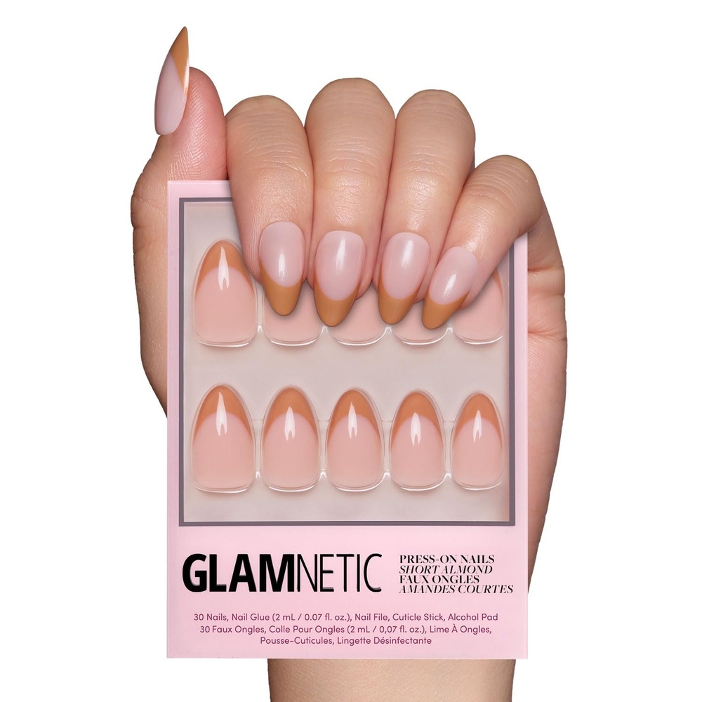 image:imageGlamnetic Press On Nails Short Almond Glossy Fake Nails 30 Pc Full Kit5T Caf Crme