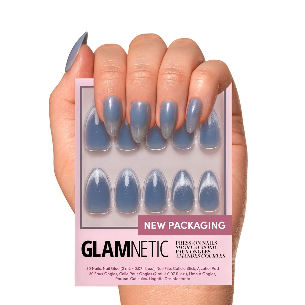 image:imageGlamnetic Press On Nails Short Almond Velvet Fake Nails 30 Pc Full Kit2O Baby Blues
