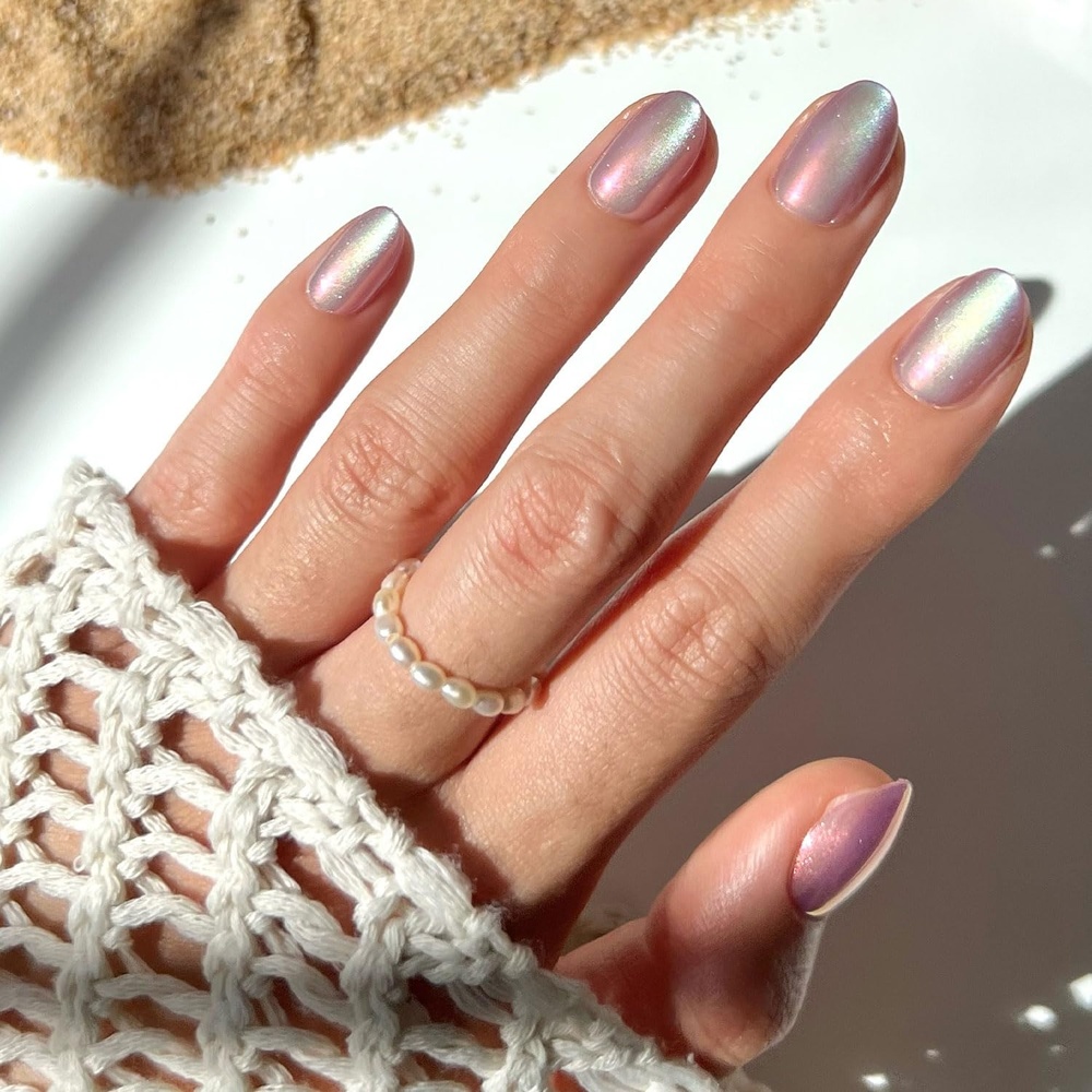 image:imageGlamnetic Press On Nails  Short Oval Velvet Fake Nails 30 Pc Full Kit2B  Oyster