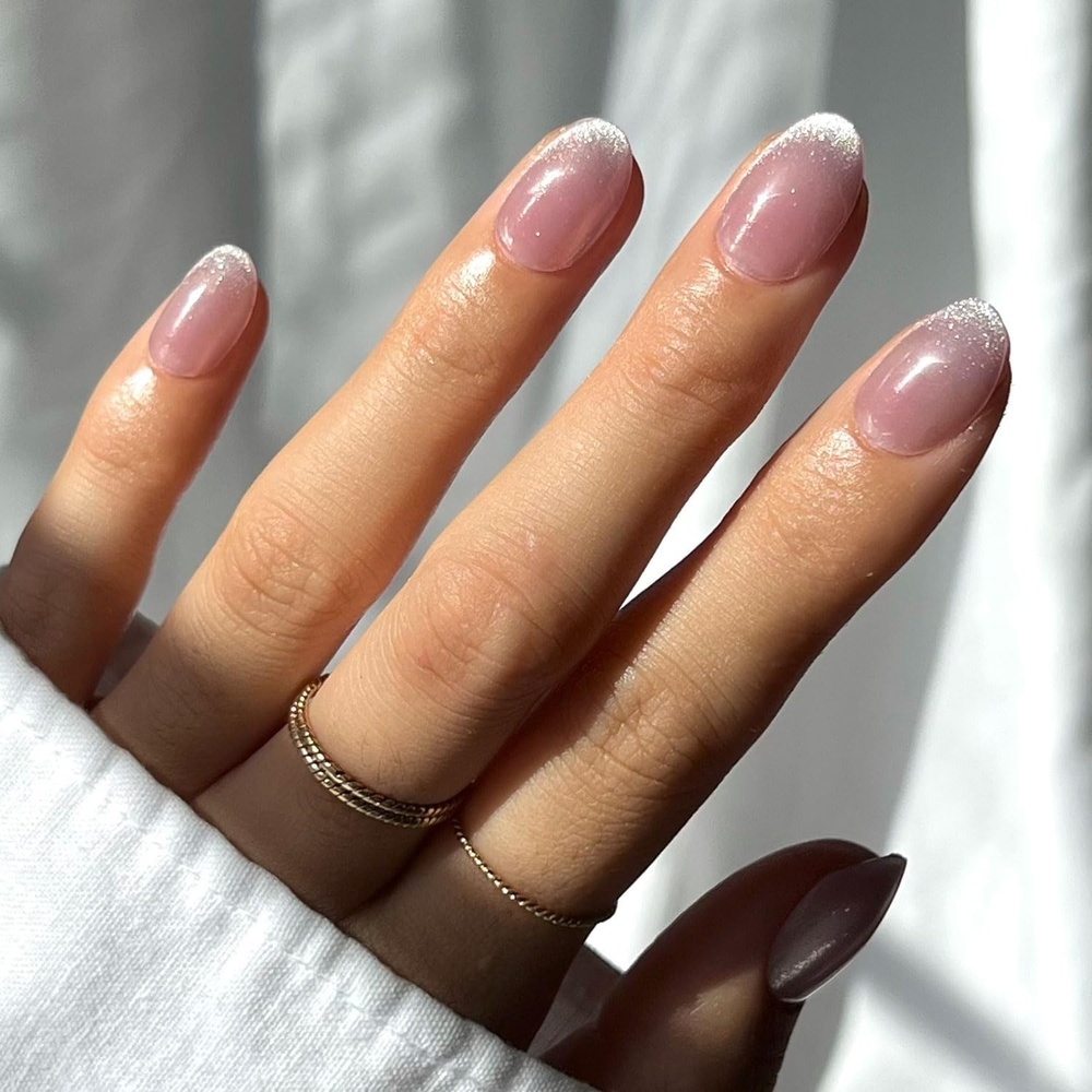 image:imageGlamnetic Press On Nails  Short Oval Velvet Fake Nails 30 Pc Full Kit2D  Fairy Dust