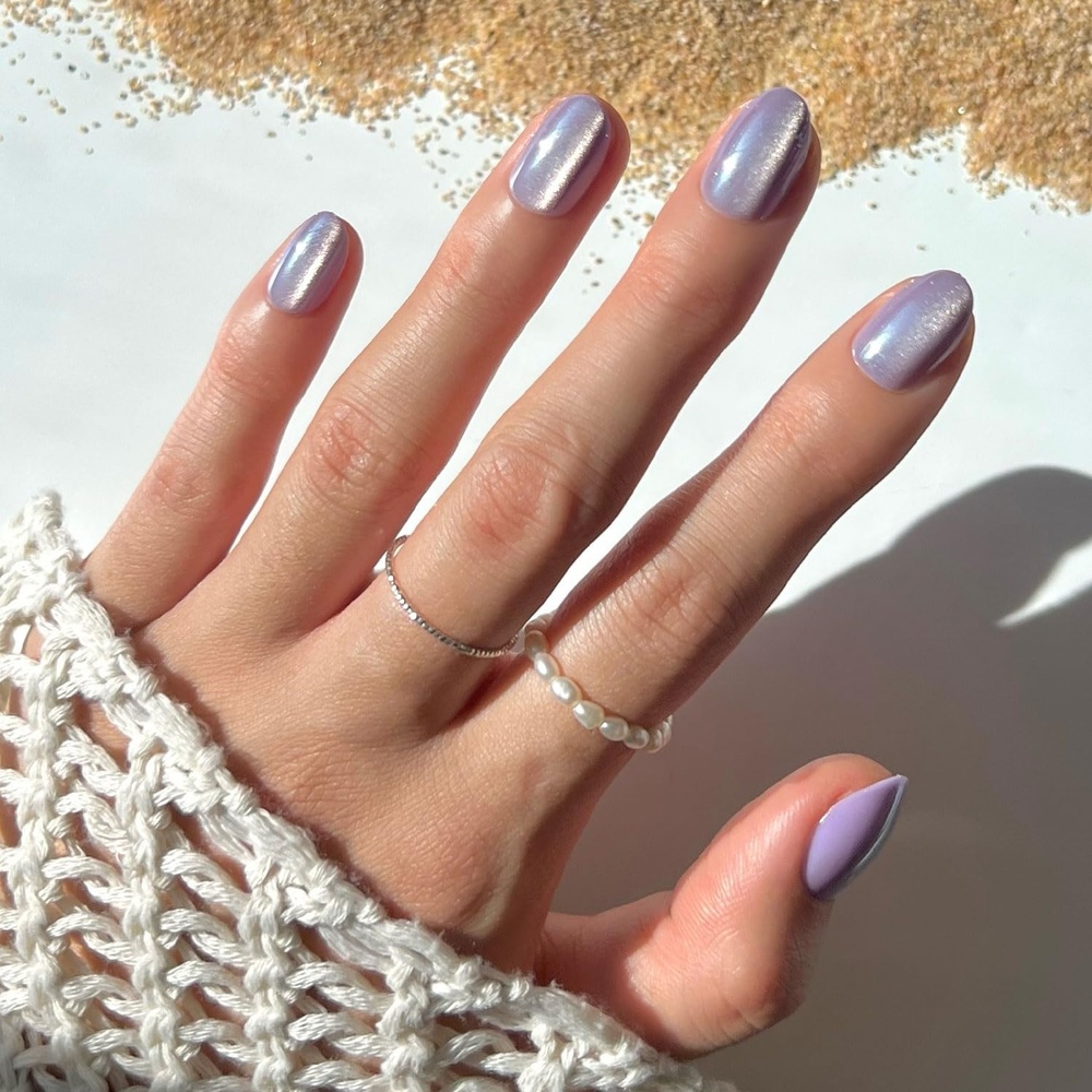 image:imageGlamnetic Press On Nails Short Oval Velvet Fake Nails 30 Pc Full Kit2I Mermaids Tail