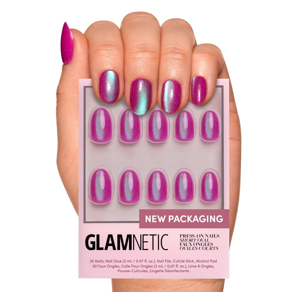 image:imageGlamnetic Press On Nails Short Oval Velvet Fake Nails 30 Pc Full Kit2J Berry Fizz