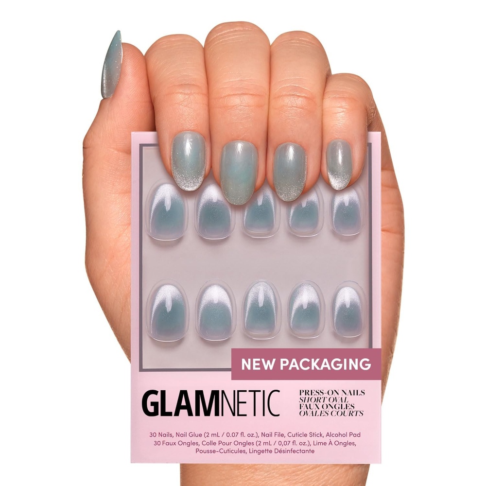 image:imageGlamnetic Press On Nails Short Oval Velvet Fake Nails 30 Pc Full Kit2L Unicorn Tears