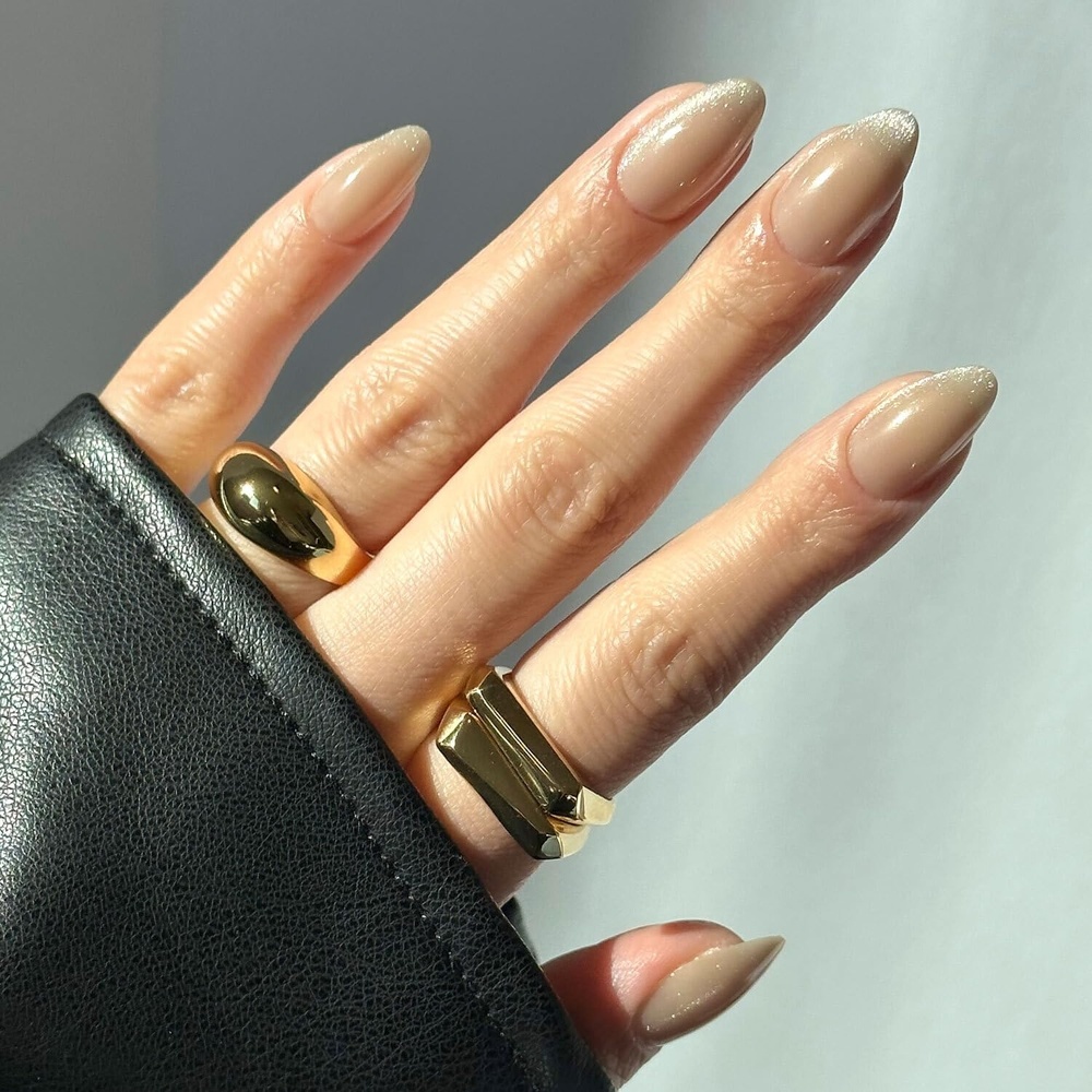 image:imageGlamnetic Press On Nails Short Oval Velvet Fake Nails 30 Pc Full Kit3R Honey Bun