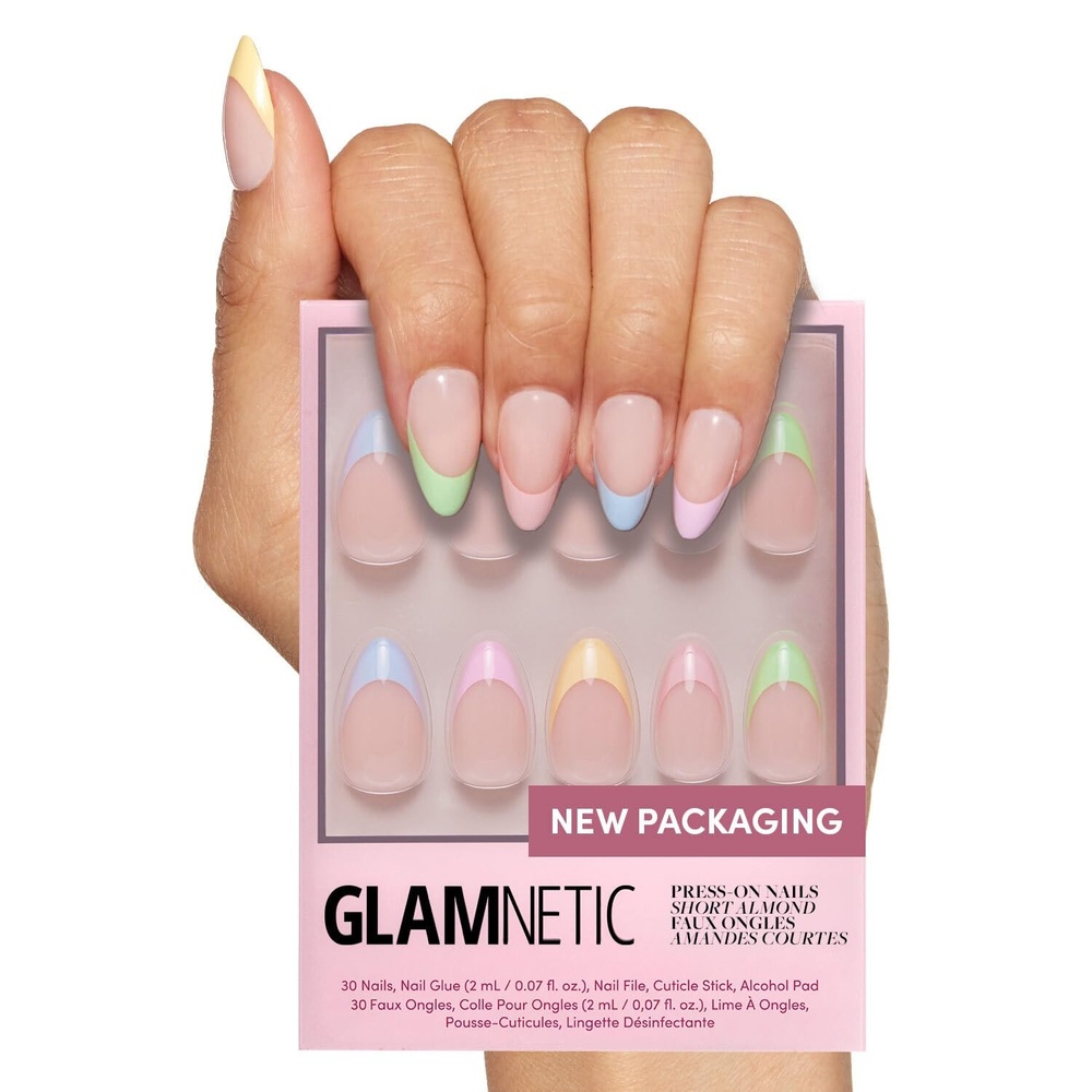 image:imageGlamnetic Press On Nails Short Oval Velvet Fake Nails 30 Pc Full Kit3T Confetti