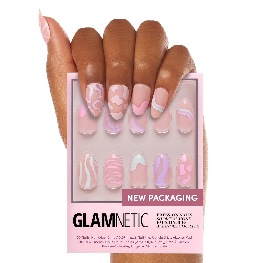 image:imageGlamnetic Press On Nails Short Oval Velvet Fake Nails 30 Pc Full Kit3V Wild Card