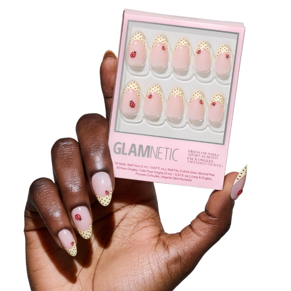image:imageGlamnetic Press On Nails Short Oval Velvet Fake Nails 30 Pc Full Kit3X Lady Luck