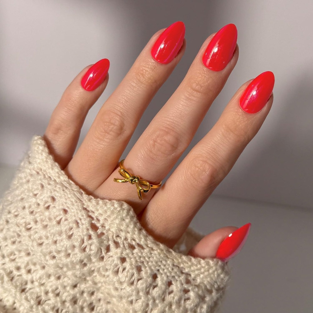image:imageGlamnetic Press On Nails Short Oval Velvet Fake Nails 30 Pc Full Kit3X Red Flag