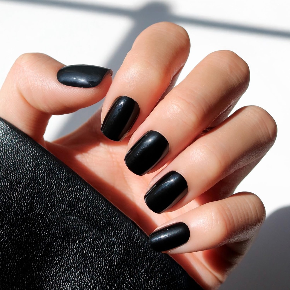 image:imageGlamnetic Press On Nails Short Oval Velvet Fake Nails 30 Pc Full Kit4A Jet Black