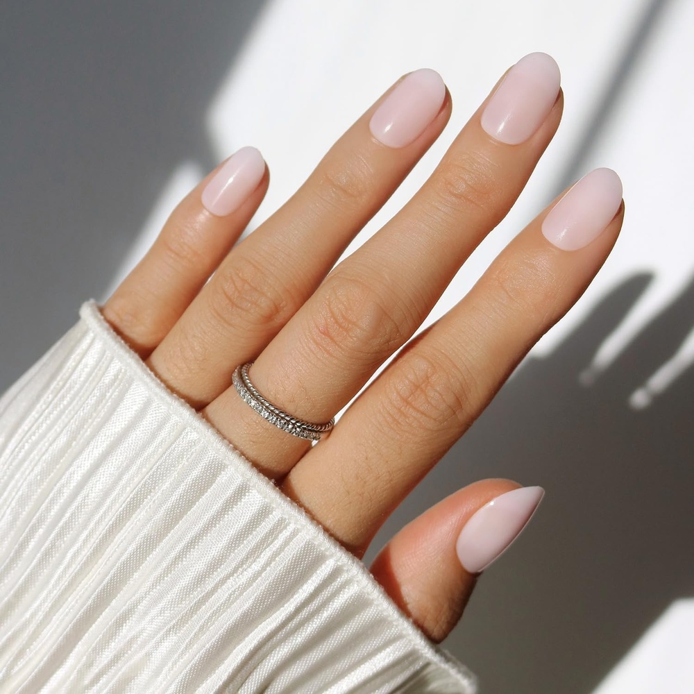 image:imageGlamnetic Press On Nails Short Round Glossy Fake Nails 30 Pc Full Kit1D Pink Blush