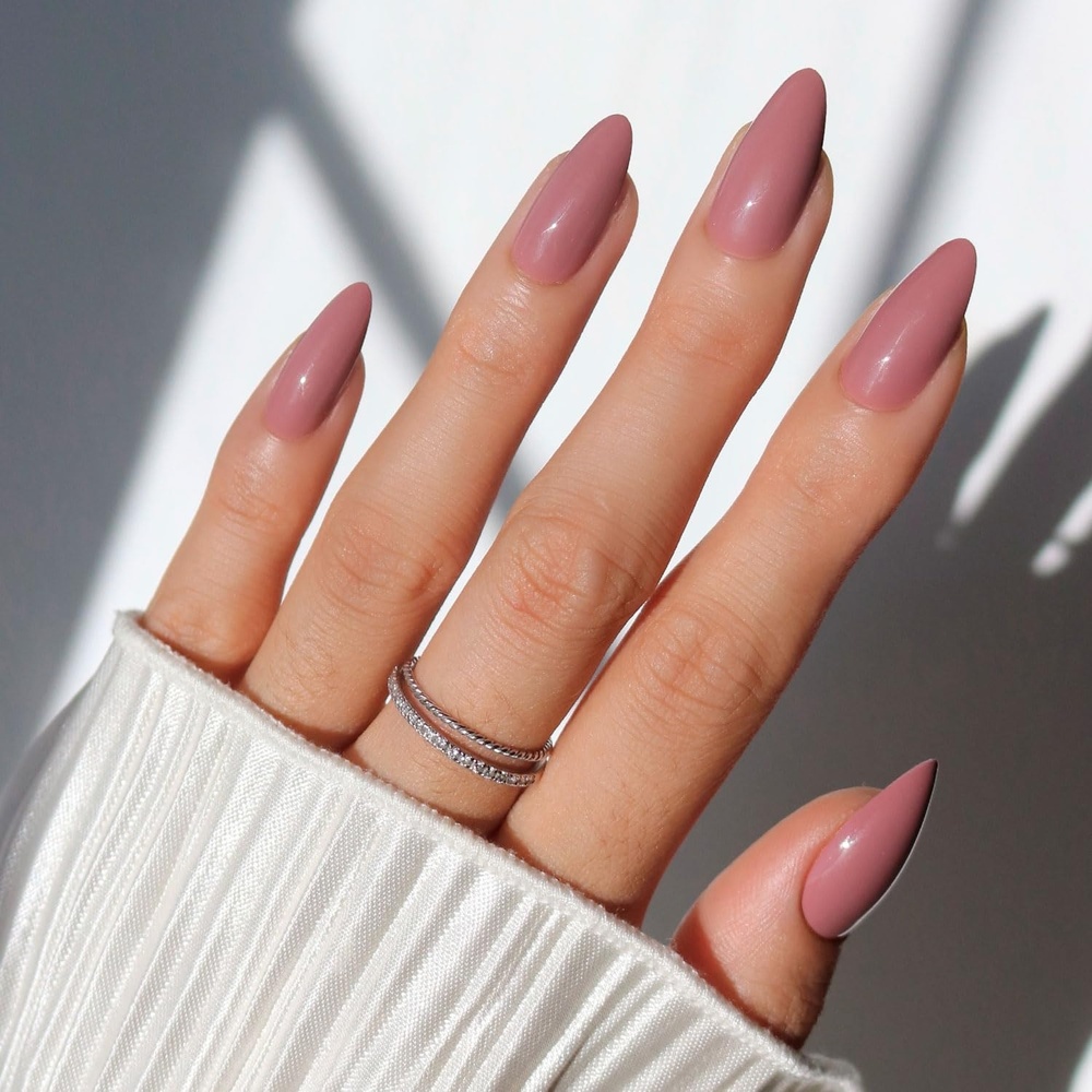 image:imageGlamnetic Press On Nails  Short Round Glossy Fake Nails 30 Pc Full Kit3D  Mauve Wife