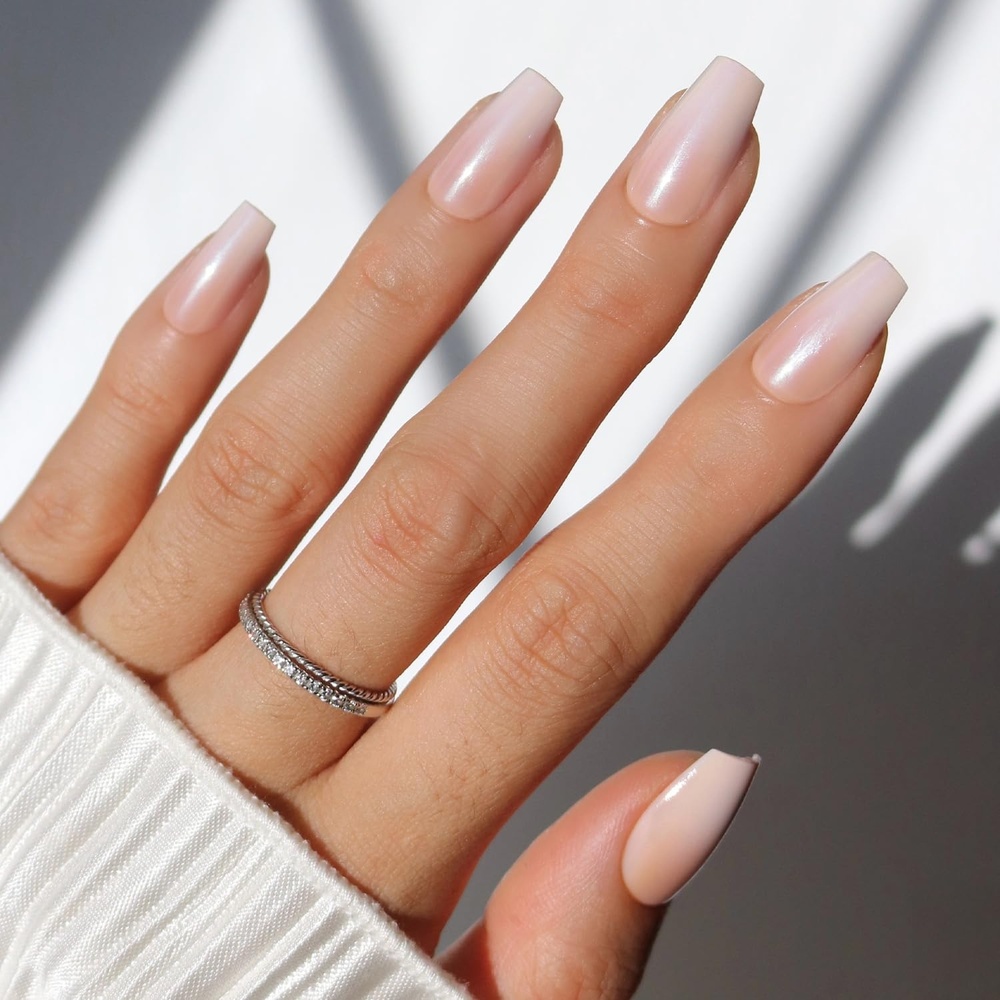 image:imageGlamnetic Press On Nails Short Round Glossy Fake Nails 30 Pc Full Kit6C Delicate Touch