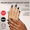 Glamnetic Press On Nails – Medium Square, Glossy Fake Nails 30 Pc Full Kit(Boba – Black Solid)