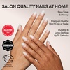 Glamnetic Press On Nails – Medium Square, Glossy Fake Nails 30 Pc Full Kit(Creamer – Nude to White Ombre)