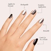 Glamnetic Press On Nails – Medium Square, Glossy Fake Nails 30 Pc Full Kit(Galactic – Black and Silver Cat-Eye)