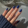 Glamnetic Press On Nails – Medium Square, Glossy Fake Nails 30 Pc Full Kit(Midnight Blue – Navy Blue Solid)