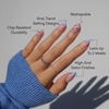 Glamnetic Press On Nails – Short Almond, Glossy Fake Nails 30 Pc Full Kit(1D – Bluebelle)