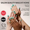 Glamnetic Press On Nails – Short Almond, Glossy Fake Nails 30 Pc Full Kit(1K – Siren Green)