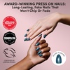 Glamnetic Press On Nails – Short Almond, Glossy Fake Nails 30 Pc Full Kit(1P – Midnight Teal)