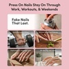 Glamnetic Press On Nails – Short Almond, Glossy Fake Nails 30 Pc Full Kit(1P – Midnight Teal)