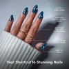 Glamnetic Press On Nails – Short Almond, Glossy Fake Nails 30 Pc Full Kit(1P – Midnight Teal)