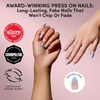 Glamnetic Press On Nails – Short Almond, Glossy Fake Nails 30 Pc Full Kit(2B – Spirited Sky)
