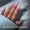 Glamnetic Press On Nails – Short Almond, Glossy Fake Nails 30 Pc Full Kit(2H – Capri Coast)