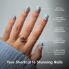 Glamnetic Press On Nails – Short Almond, Glossy Fake Nails 30 Pc Full Kit(5C – Clear Skies)